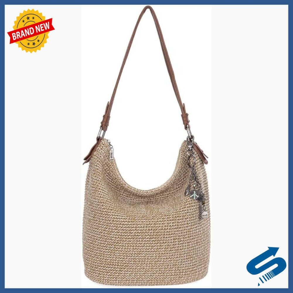 Large Hand-Crochet Hobo Bag with Zipper Pocket for Everyday & Travel